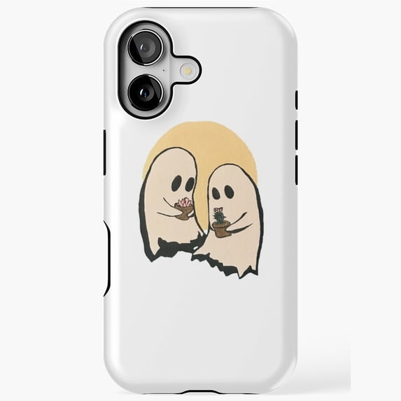 Two Ghosts Minimalist Print Universal Phone Case for iPhone 11–17 Pro Max