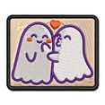 thumbnail image 1 of Two Ghosts in Love Kissy Face Halloween Applique Multi-Color Embroidered Iron-On Patch - 3 Inch Medium, 1 of 5