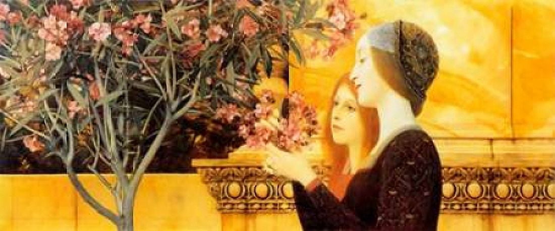 Two Girls With Oleander c 1892 Canvas Art - Gustav Klimt (10 x 20)