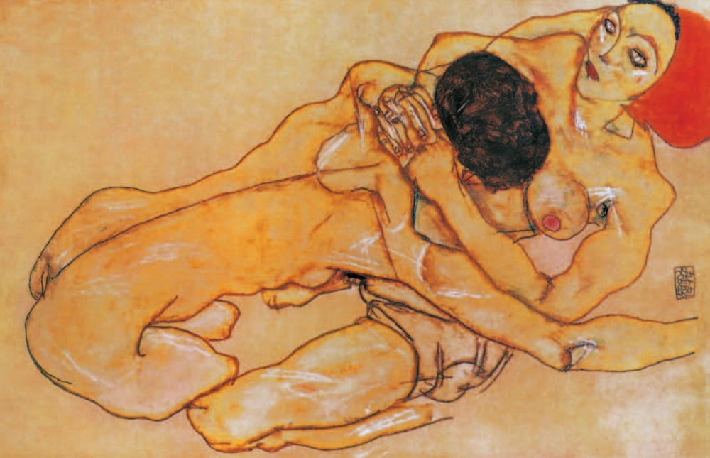Two Girls (lovers) 1914 Canvas Art - Egon Schiele (18 x 24)