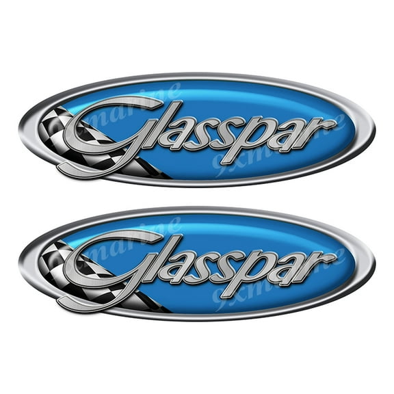 Two Glasspar Vinyl Racing Oval Stickers 10" long each
