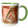 thumbnail image 1 of 3drose, Two Gold Hearts with Jewel, Peach, 15oz Two-tone Green Mug, 1 of 6
