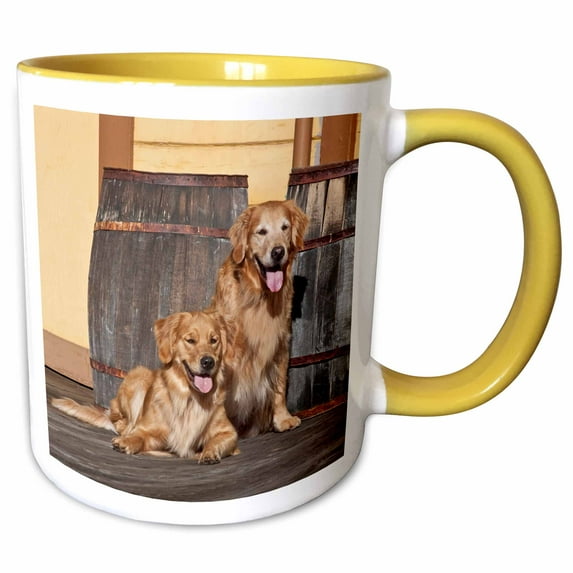 3drose, Two Golden Retriever Dogs - Na02 Zmu0156 - Zandria Muench Beraldo, 15oz Two-tone Yellow Mug
