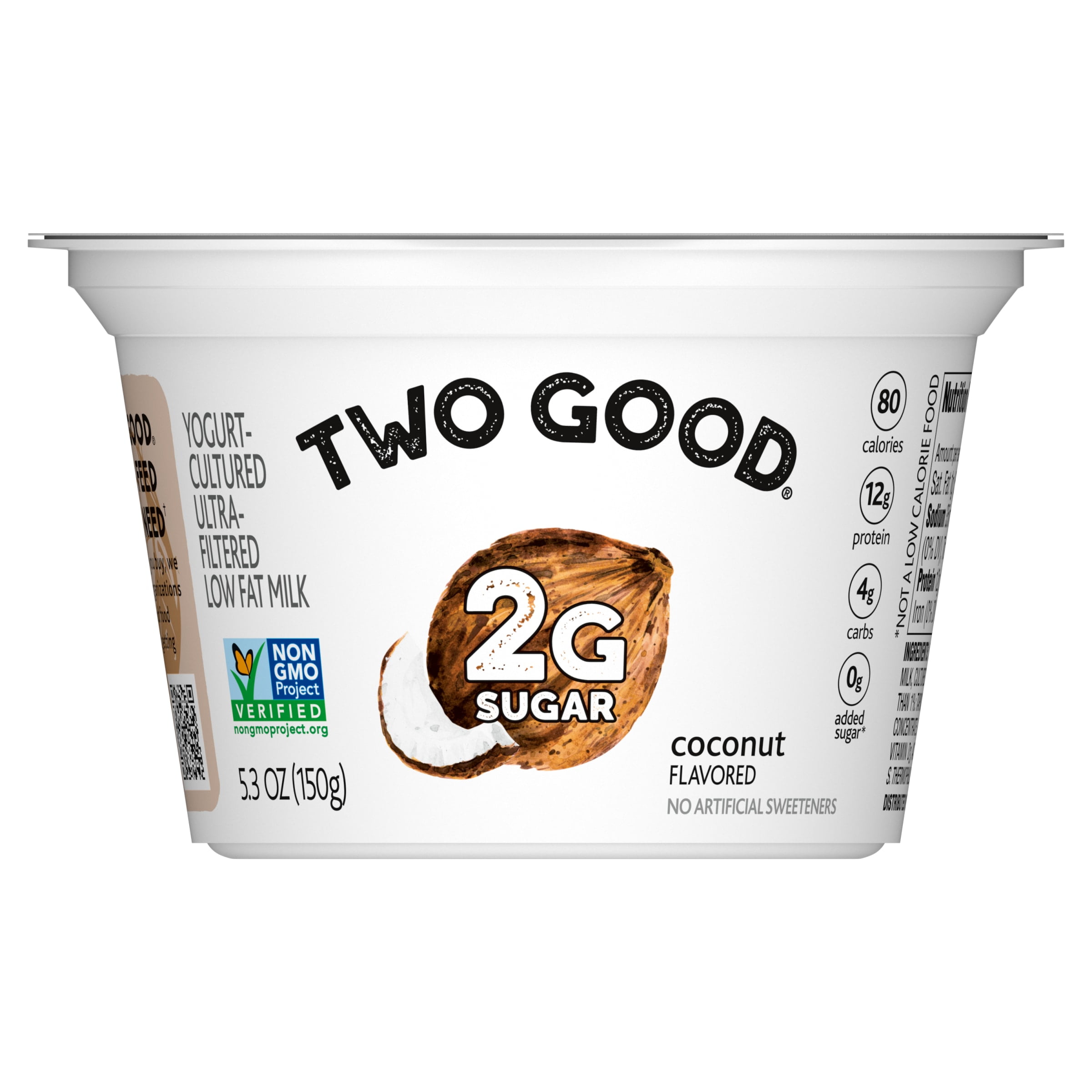 Two Good Lower Sugar Coconut Flavored Low Fat Greek Yogurt Cultured Product 5.3 oz
