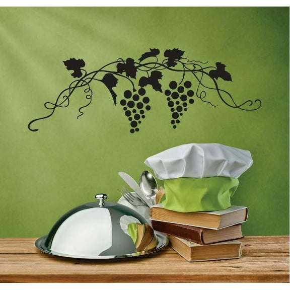 Two Grape Vines Winery Spirits Vineyard Grapes Grapevine Ruby Red Holiday Gift Decorating Ideas Girl Boy Bedroom Wall Decal Sticker - Size: 10 Inch x 22 Inch