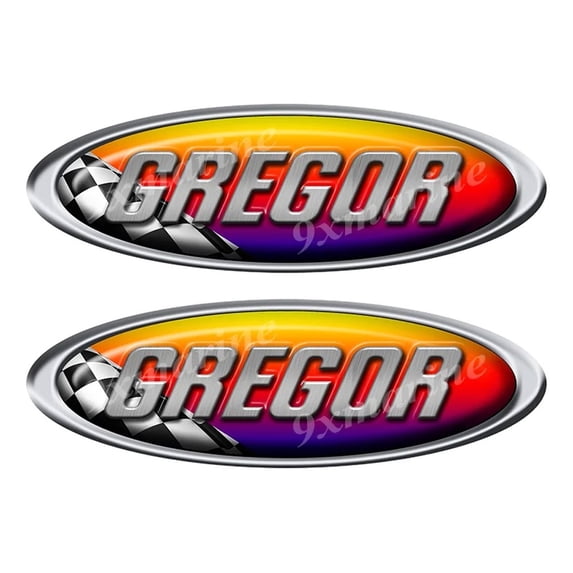 Two Gregor Racing Oval Stickers
