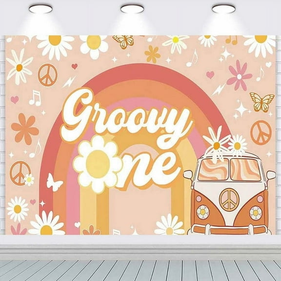 Two Groovy Party Supplies Backdrop Banner Poster Birthday Decorations Background for Photography Taspestry