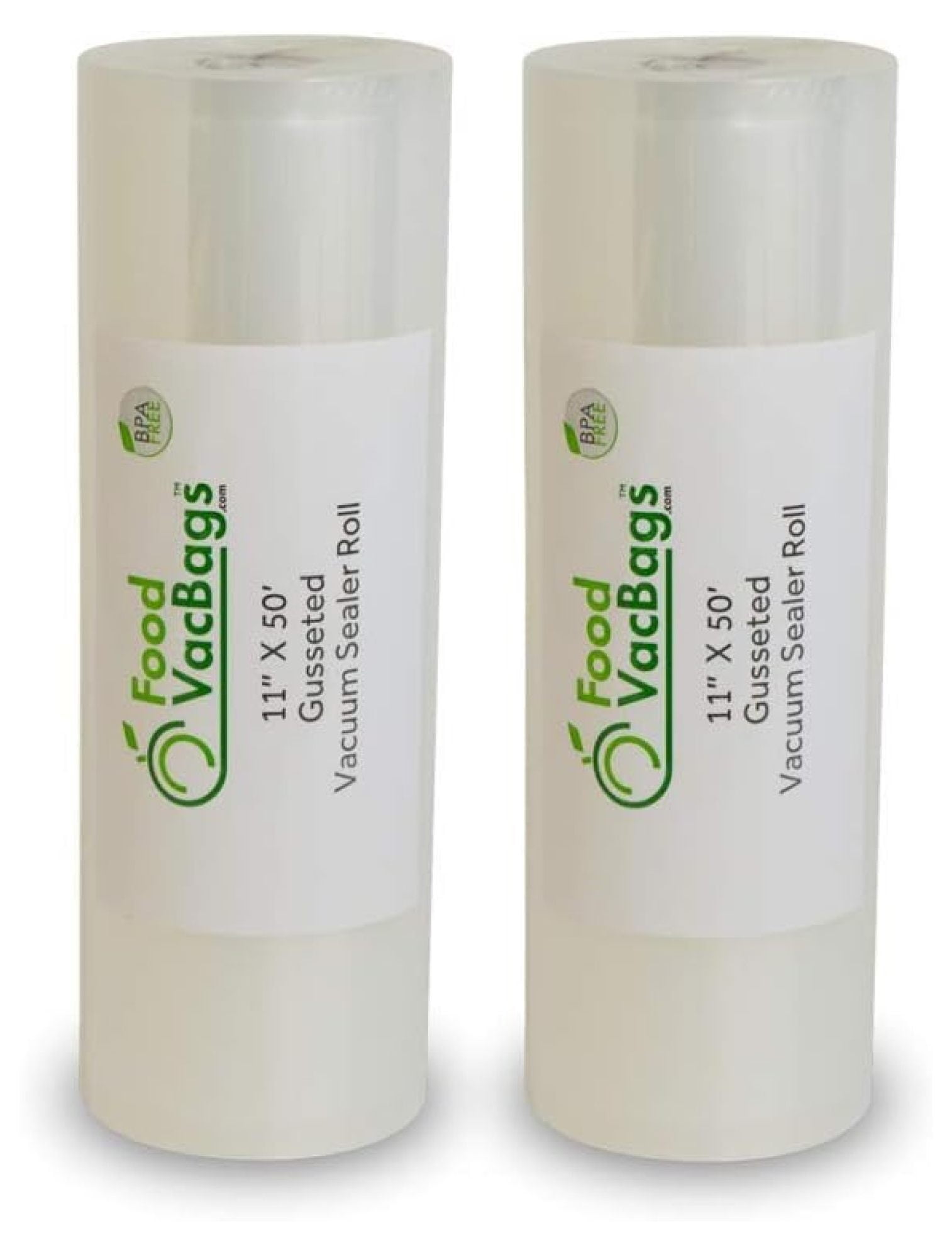 Two Gusseted Expandable 11" x 50' Vacuum Sealer Rolls, Heat Seal, Grade