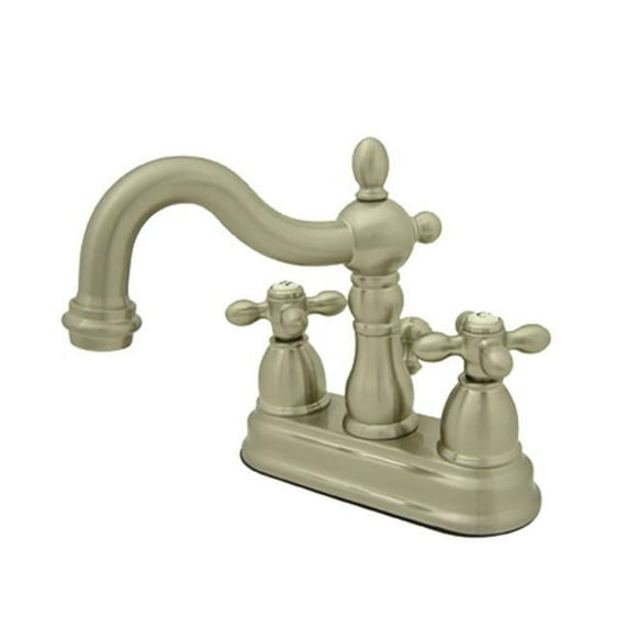 Two Handle 4 in. Centerset Lavatory Faucet with Brass Pop-up - Satin Nickel