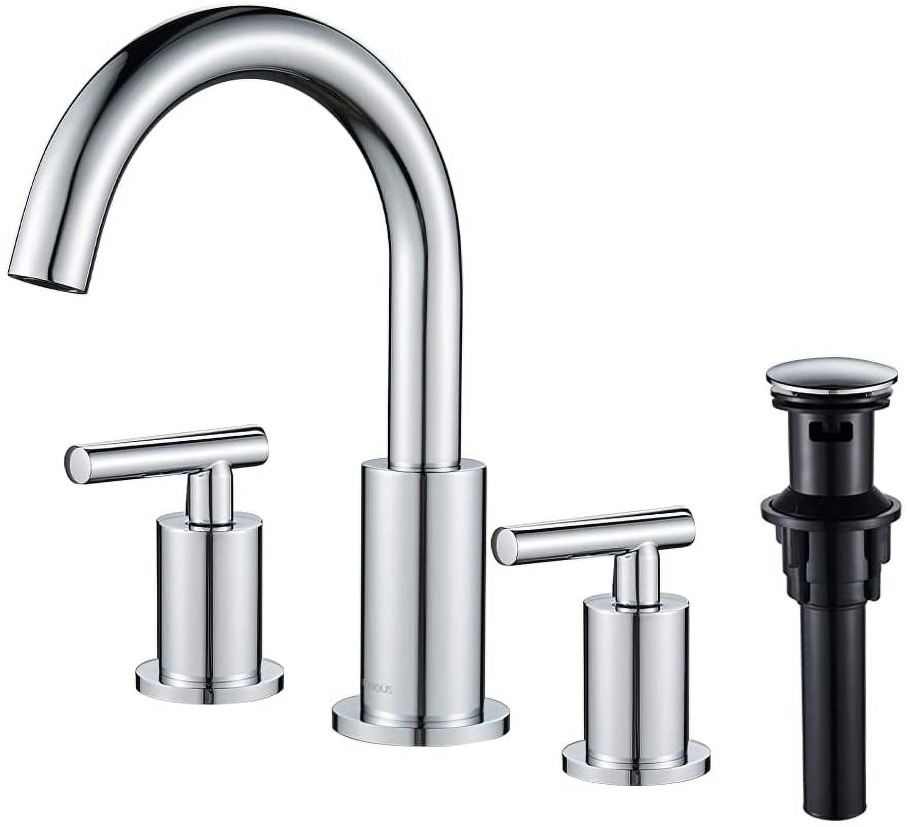 Two Handle Chrome Bathroom Faucet 3 Hole, High Arc Widespread Bathroom