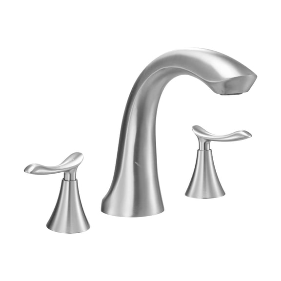 Two-Handle Roman Tub Faucet Set, 3-Hole Waterfall Gooseneck Bath Tubs Faucet, Deck Mount Brushed Stainless Steel for Luxury Bathing and Pet Washing