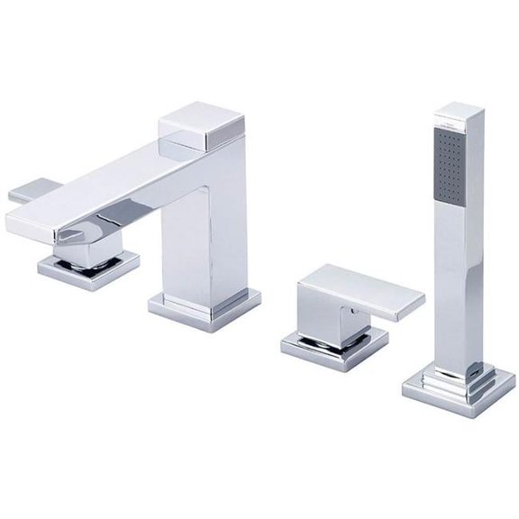 Two Handle Roman Tub Set with Handheld Showerhead - Polished Chrome