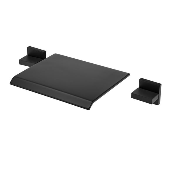 Two Handles High Flow Rate Matte Black Wall Mount Waterfall Tub Filler