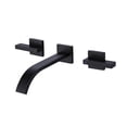 thumbnail image 1 of Two Handles Wall Mounted Bathroom Sink Faucet, Brass Three Hole Basin Faucet, Matte Black, 1 of 7