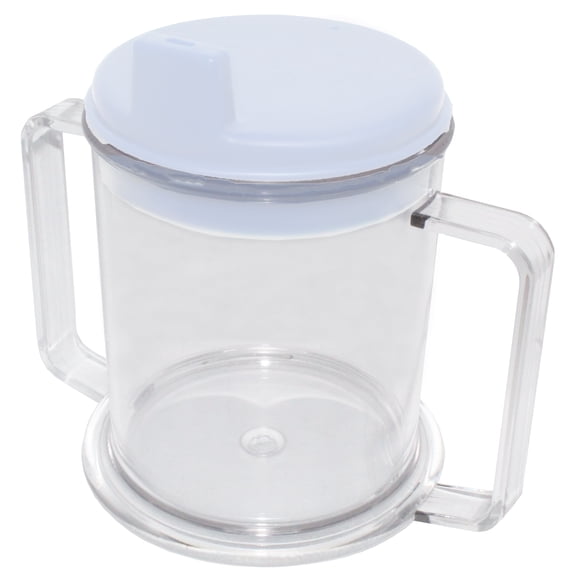 Two Handles and Durable Clear Cup Spouted White Lid