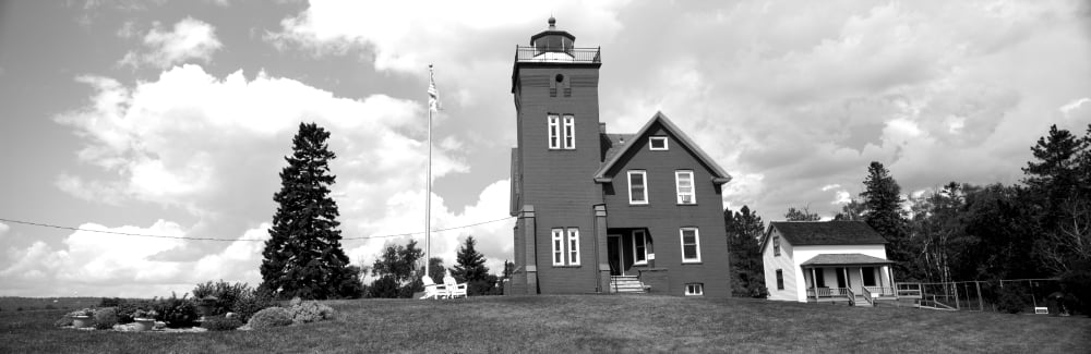 Two Harbors Lighthouse on Lake Superiors Agate Bay Burlington Bay Minnesota USA Canvas Art - Panoramic Images (6 x 18)
