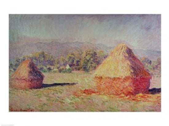 Two Haystacks 1891 Canvas Art - Claude Monet (24 x 18)