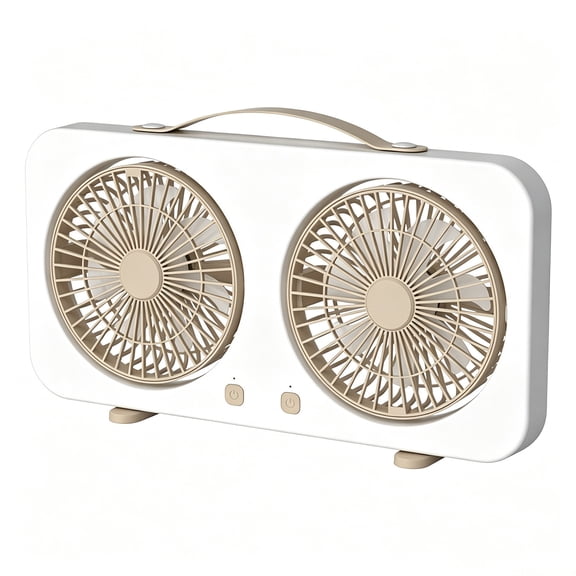 Two-Head Desktop Fan 5 Speeds Portable Air Circulation Fan Small Window Fan With Rechargeable Battery For Desk Office Use