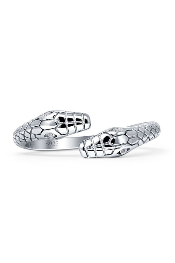 Two Headed Pythons Snake Ring CZ 925 Sterling Silver Size 9