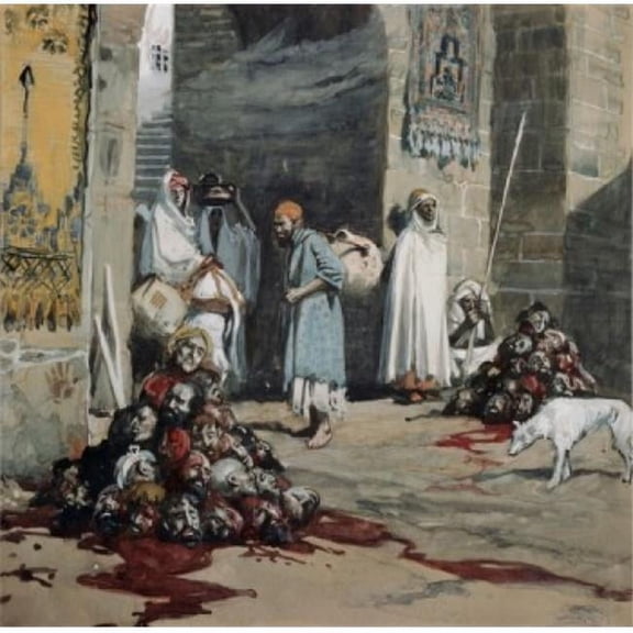 Two Heaps of Skulls at the City Gate James Tissot 1836-1902 French Jewish Museum New York City Poster Print - 18 x 24 in.