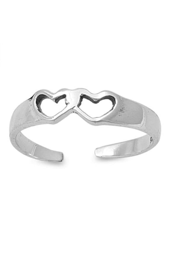 Two Hearts Beating As One Knuckle/Toe Ring Sterling Silver