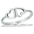 thumbnail image 1 of Two Hearts Together Promise Heart Love Ring .925 Sterling Silver Band Jewelry Female Male Size 4, 1 of 4