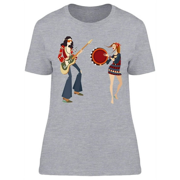 Two Hippies Playing Music T-Shirt Women -Image by Shutterstock, Female Medium