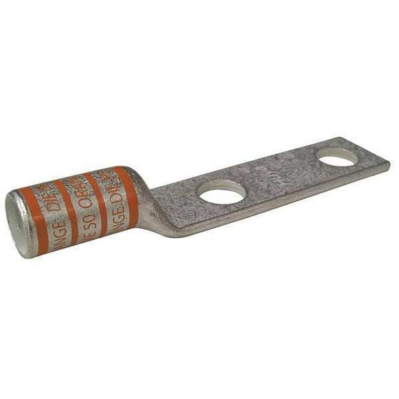 Two-Hole Compression Lug, 3/0 AWG Max, 1/2 in Stud, Long Barrel, Copper, Orange
