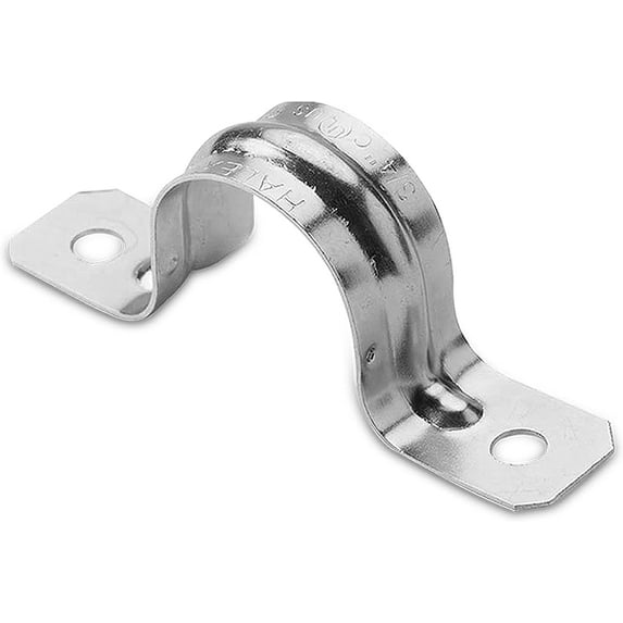 Two Hole Rigid Pipe Strap - Sturdy Steel Strap clamps - Zinc Plated Steel - Reinforced Rib - Corrosion Resistant - Easy To Install - 3 Inches - 43237