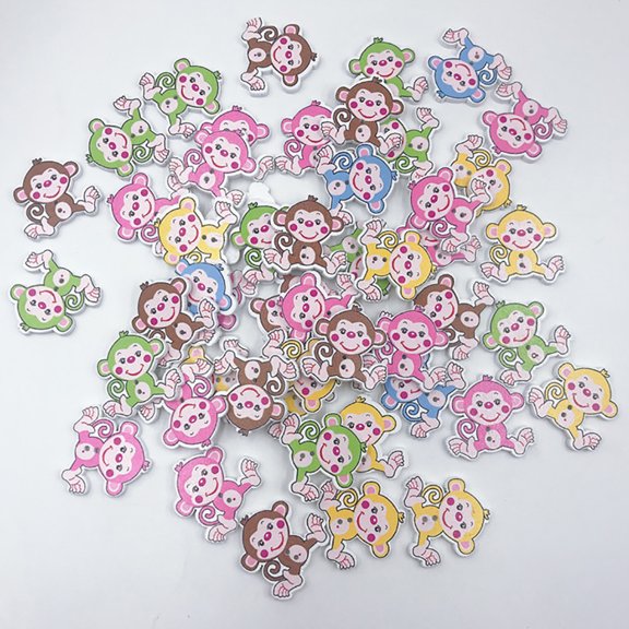 UKCOCO DIY Wooden Buttons for Sewing Assorted Color 50Pcs Holes