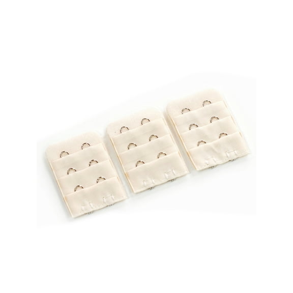Two-Hook Bra Extender 3-Pack - Beige - Extends Bra Bands Instantly - by More of Me to Love