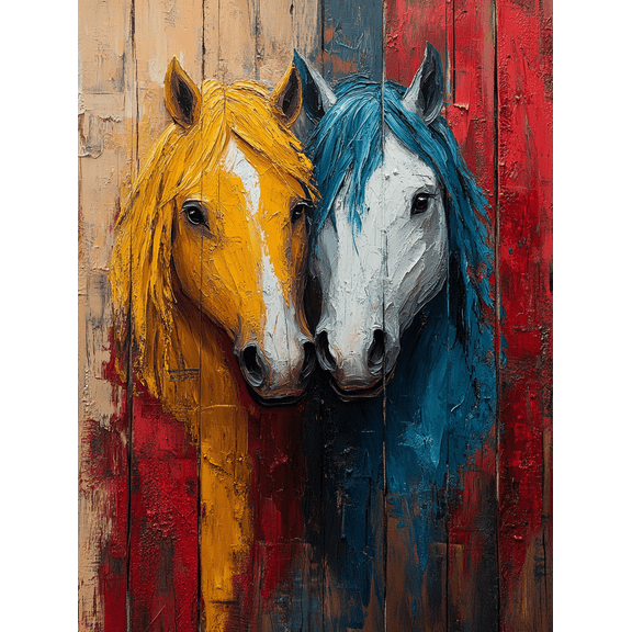 Two Horses Canvas Painting Wall Art Perfect for Living Room Bedroom Office Dining Room and Hallway Decoration.