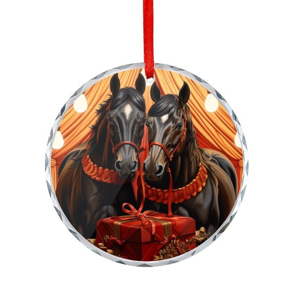 Two Horses with Christmas Lights Xmas Ornament Hanging Craft Collectibles for Xmas Trees Home Party Gifts Farmhouse Horse Christmas Decorative Hanging Ornaments
