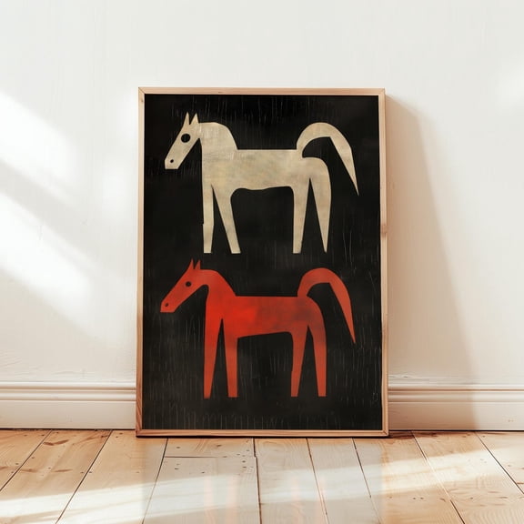 Two Horses Southwestern Print Boho Western Wall Art Unframed Paper Print
