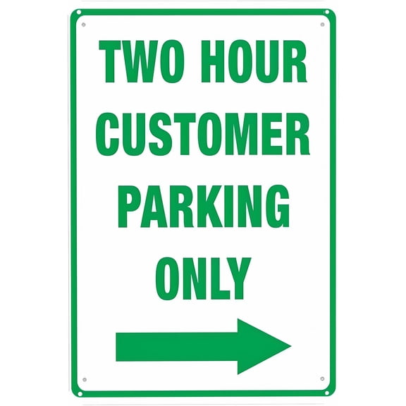 Two Hour Customer Parking Only Right Arrow Sign - 8"x12" Vintage Metal Warning Sign, Short-Term Parking Decor for Home Farm Bar Coffee Shop Club