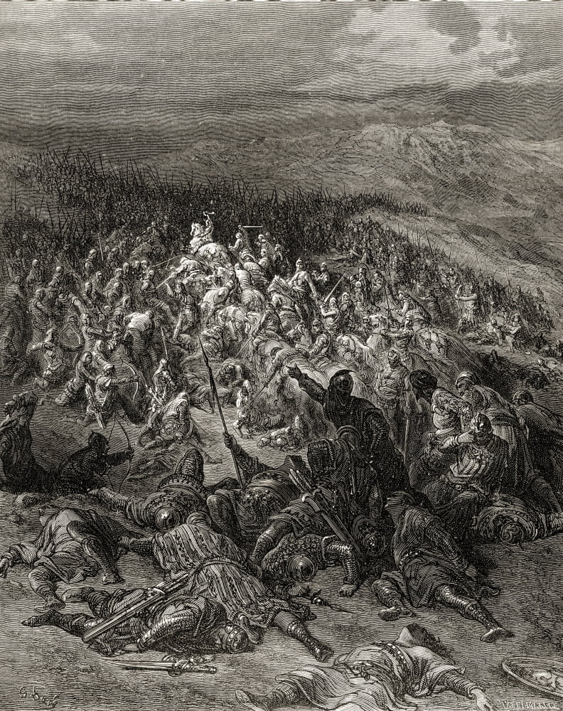 Two Hundred Knights Attack Twenty Thousand Saracens First Crusade 1096 1146 Canvas Art - Ken Welsh Design Pics (26 x 34)