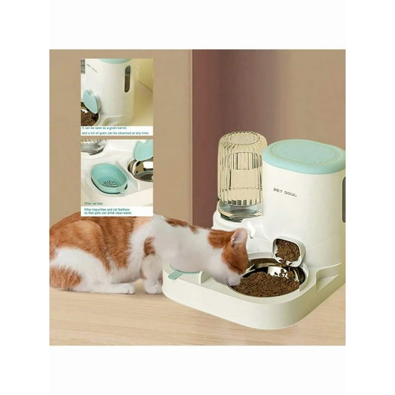 Two-In-One Automatic Cat Water Dispenser Set-Detachable, Washable, Automatic Feeding Station, Indoor Cat Food Bowl