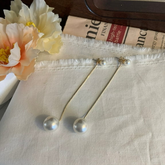 Two-In-One Big Pearl Long Chain earrings
