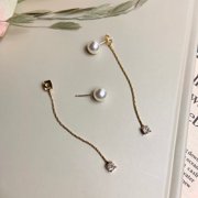 Two In One Pearl Stud and Cubic Zirconia Drop Earrings