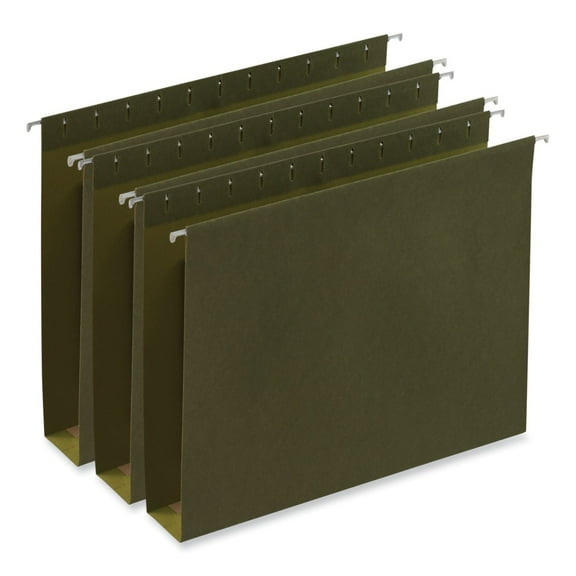 Two Inch Box Bottom Pressboard Hanging Folder, Letter, Standard Green, 25/Box -UNV14142