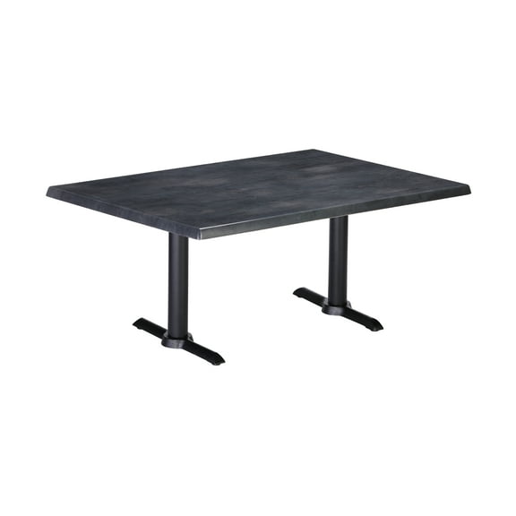 Two 30" Tall OD211EB Indoor/Outdoor All-Season Table Bases with a 30" x 48" Black Steel Top