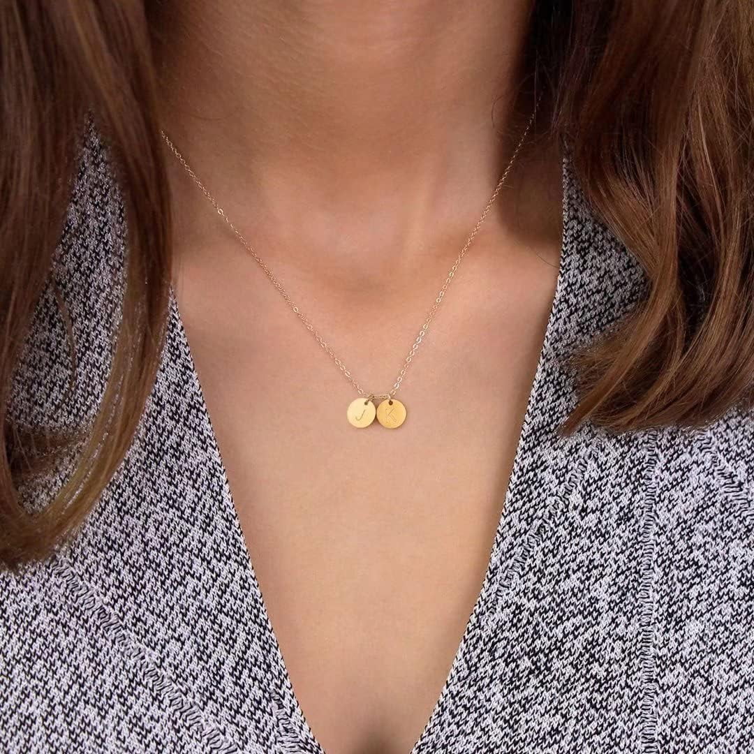 Two Initial Necklace For Women, 14K Gold Plated Dainty You And Her Initial Necklace Relationship Jewelry Mothers Day Valentines Gifts For Women Mom Friend Sister Her Birthday[o4351]