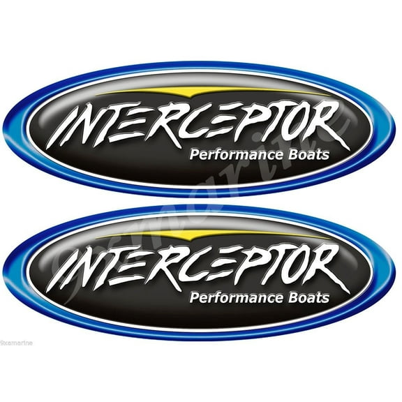 Two Interceptor Classic Black Oval Stickers