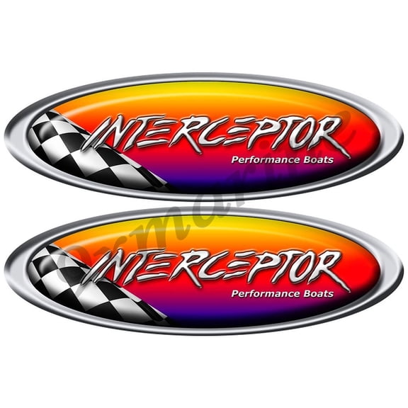 Two Interceptor Racing Oval Stickers