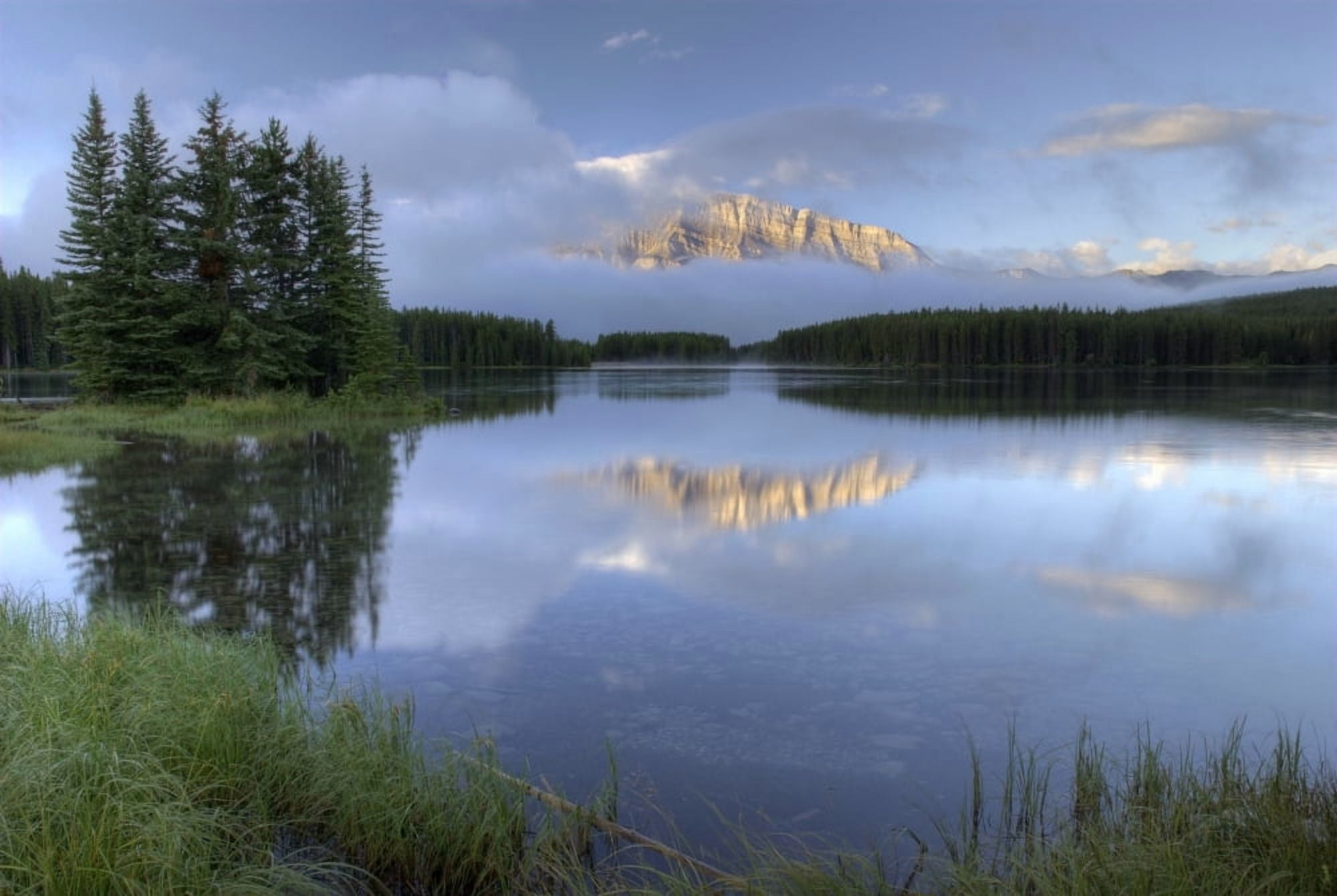 Two Jack Lake Banff National Park Alberta Canada Canvas Art - Philippe Widling  Design Pics (34 x 22)