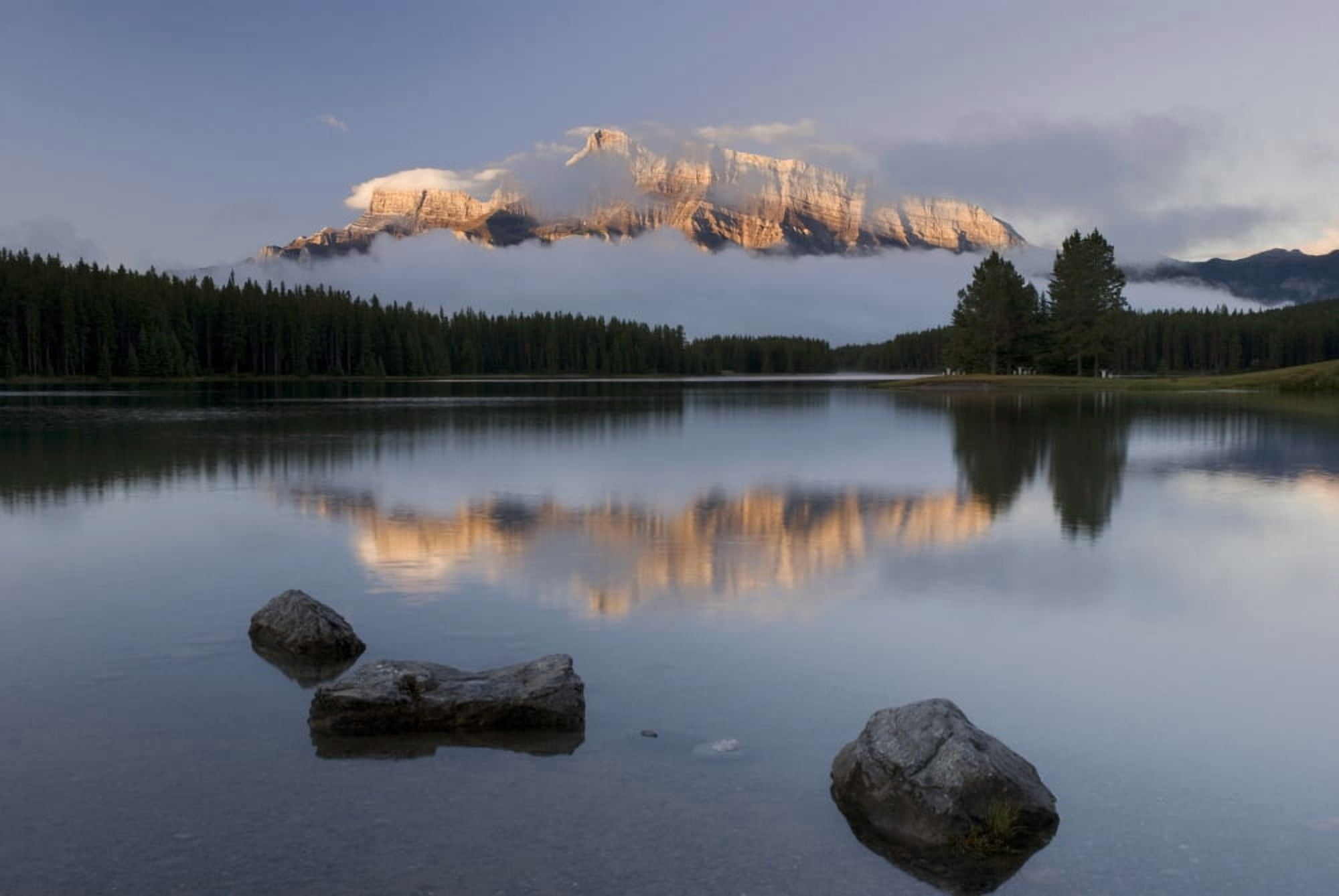 Two Jack Lake Banff National Park Alberta Canada Canvas Art - Philippe Widling Design Pics (34 x 22)