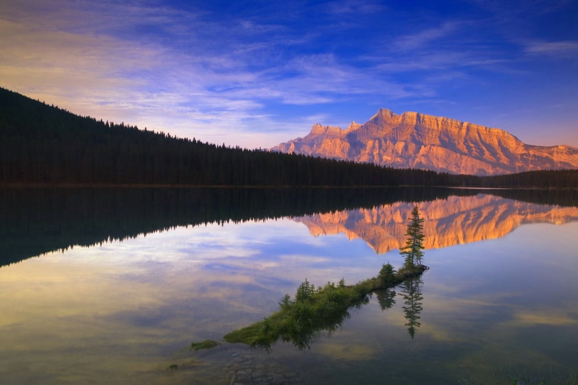 Two Jack Lake In Banff Alberta Canada Canvas Art - Carson Ganci  Design Pics (34 x 22)