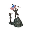 thumbnail image 1 of Nifao Two Kids on Rock W the American Flag Bronze Statue – Outdoor Garden Decor Sculpture, 50"L x 22"W x 58"H, 1 of 11