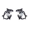 thumbnail image 1 of Two Killer Whales Orca Ocean Stud Earrings For Women 925 Sterling Silver Hypoallergenic Mom Daughter Mothers Day Earrings Jewelry, 1 of 6