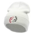 thumbnail image 1 of Two Koi Fish Embroidered 12 Inch Long Knitted Beanie - White OSFM, 1 of 5